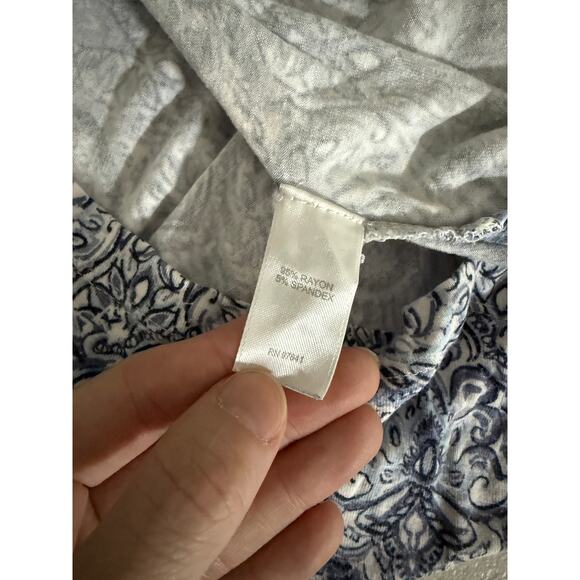 J. Jill Women's Blue White Floral Paisley Sleeveless Boho Long Maxi Dress 3X - Picture 4 of 8